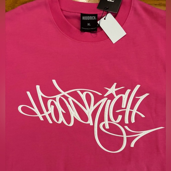 HoodRich Tshirt Men’s XL Pink/White Short Sleeve  Tee Streetwear Top New - Picture 4 of 8